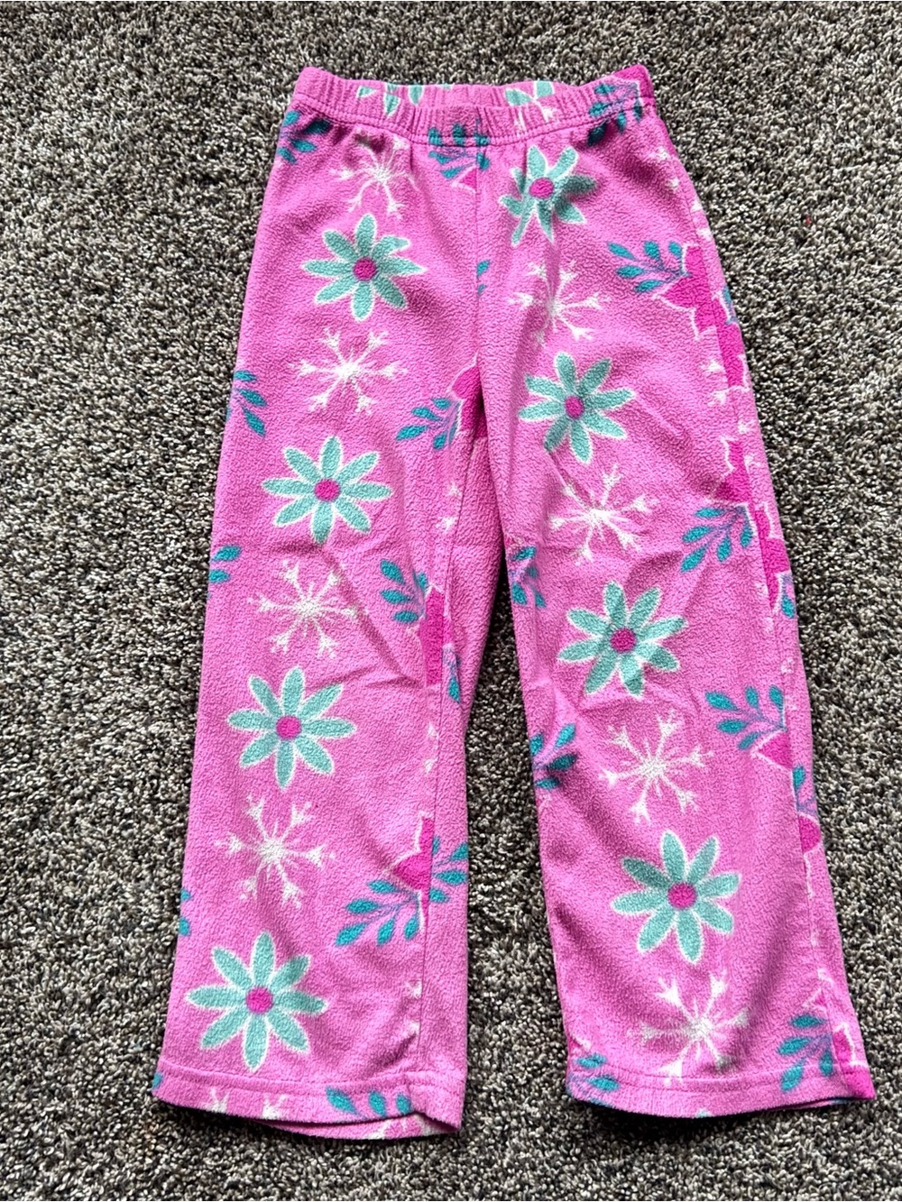 Girls Pink Floral Fleece Pajama Bottoms